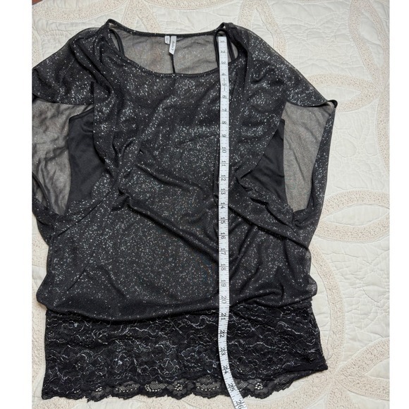 Studio Y Black Silver Glitter Lace Fairy Whimsigoth Rave Disco Y2K Womens Small - Picture 5 of 9